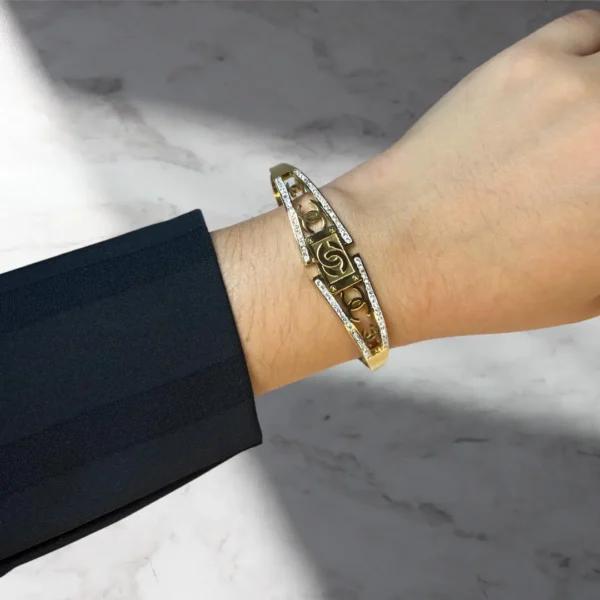 Chanel-Inspired Gold-Plated Bracelet - Elegant Designer Style - Image 5